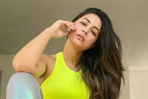 Hina Khan explains the importance of breathing correctly, demonstrates Pilates moves