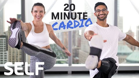 20 Minute Heart-Pumping Cardio Workout - No Equipment With Warm-Up & Cool-Down | SELF