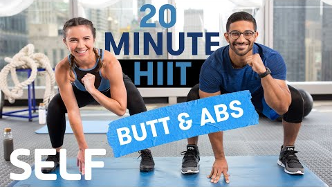 20 Minute HIIT Cardio Workout Glutes & Abs No Equipment With Warm-Up and Cool-Down | Sweat With SELF